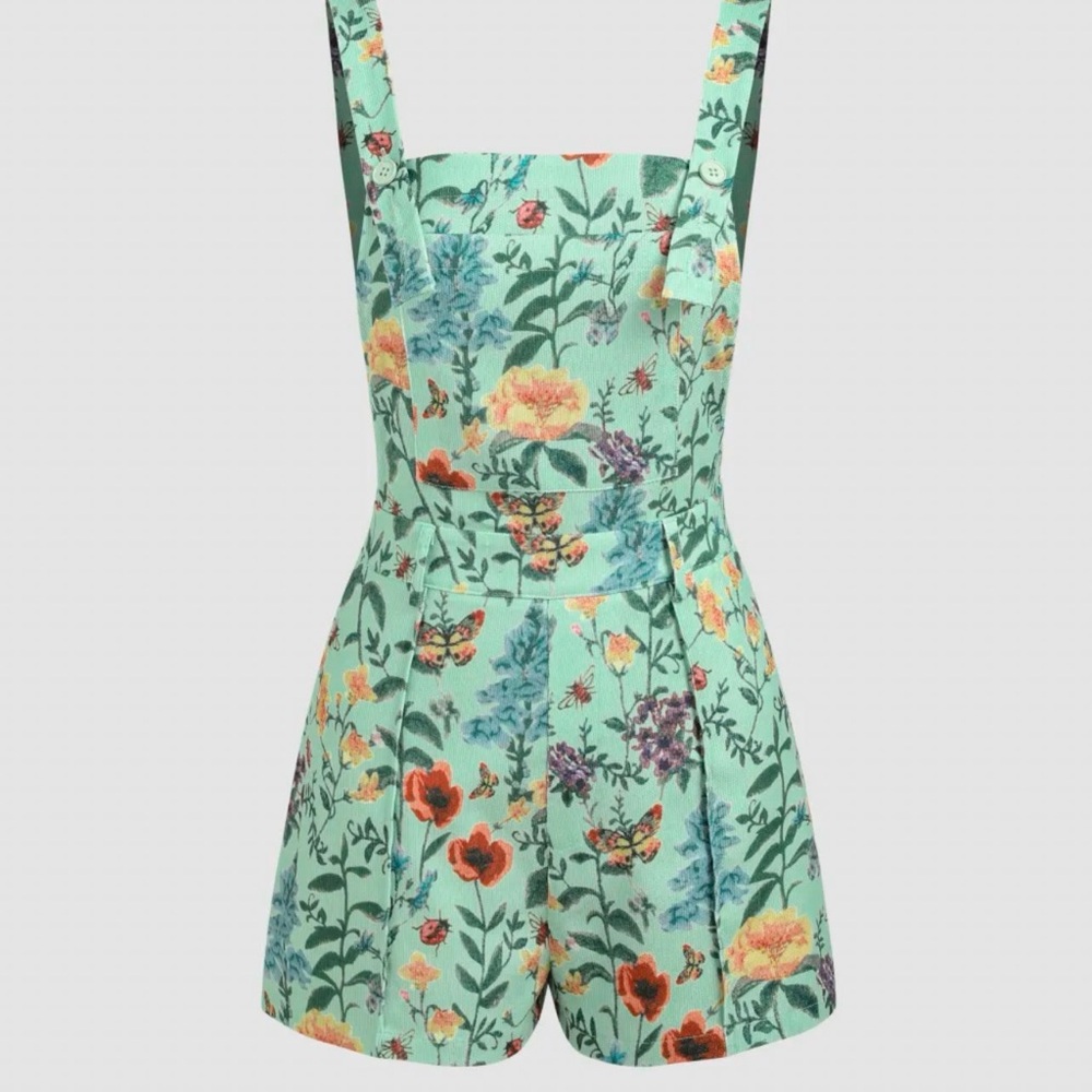 NWT/Cider Mint Floral Pinafore Romper